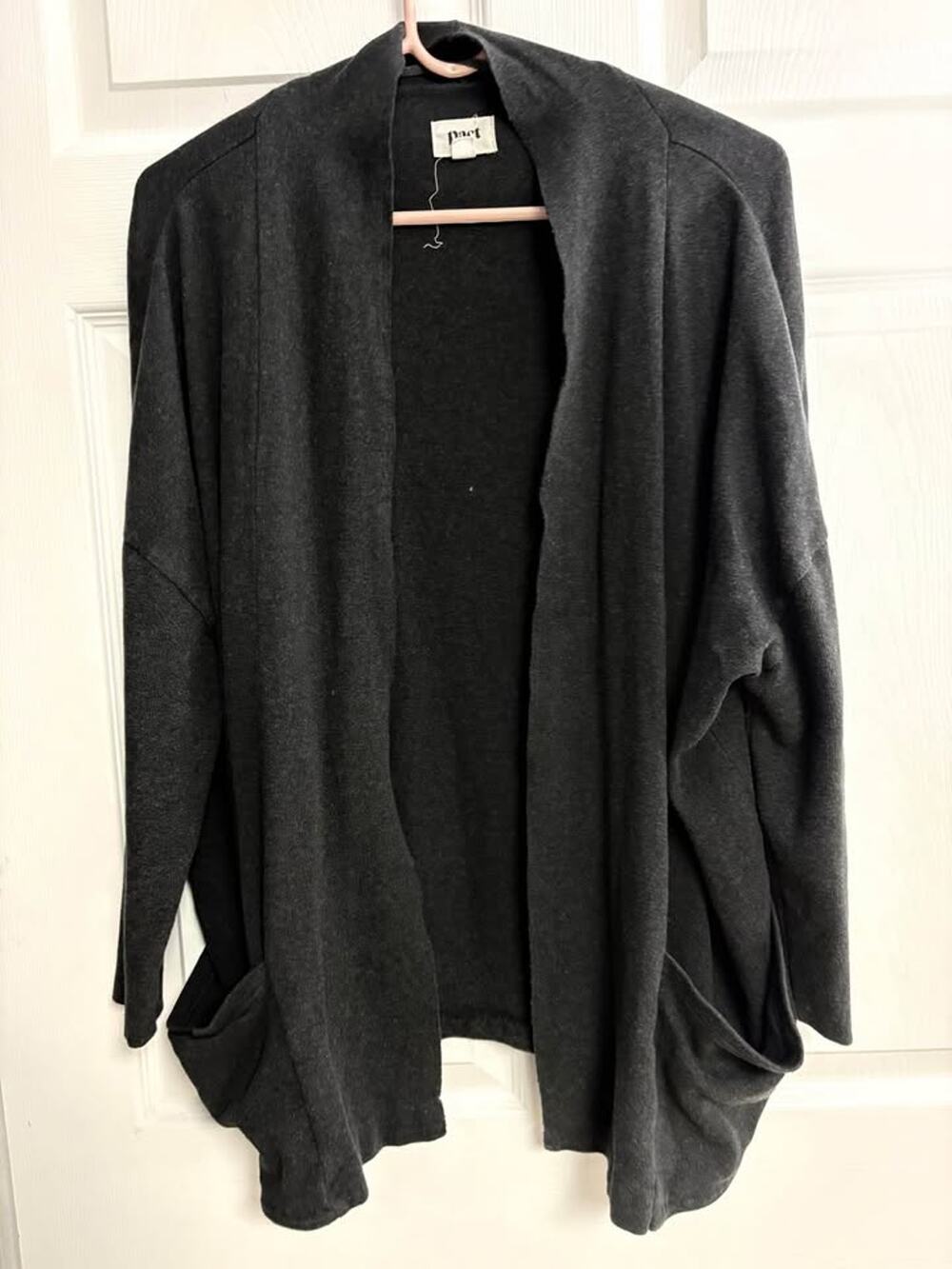 Pact charcoal open-front cardigan M